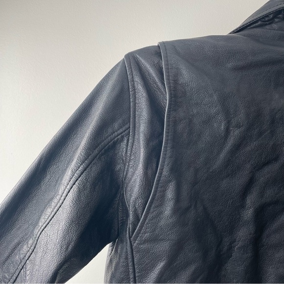 Vintage FMC Genuine 100% Leather Biker Moto Jacket 90s Black Womens Small - Picture 5 of 16